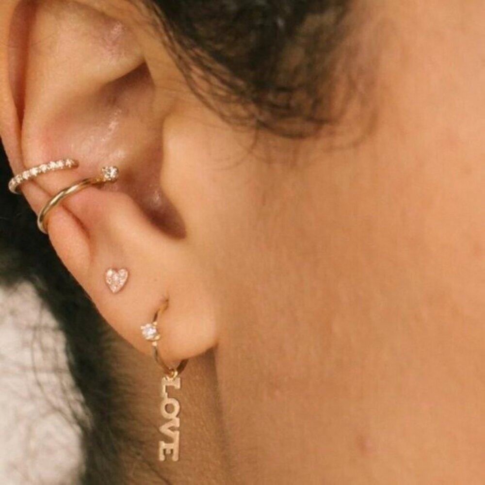 Gold Ear Cuff Pave "diamonds" 14K gold Vermeil Ear Cuff NO PIERCING required - Picture 8 of 8